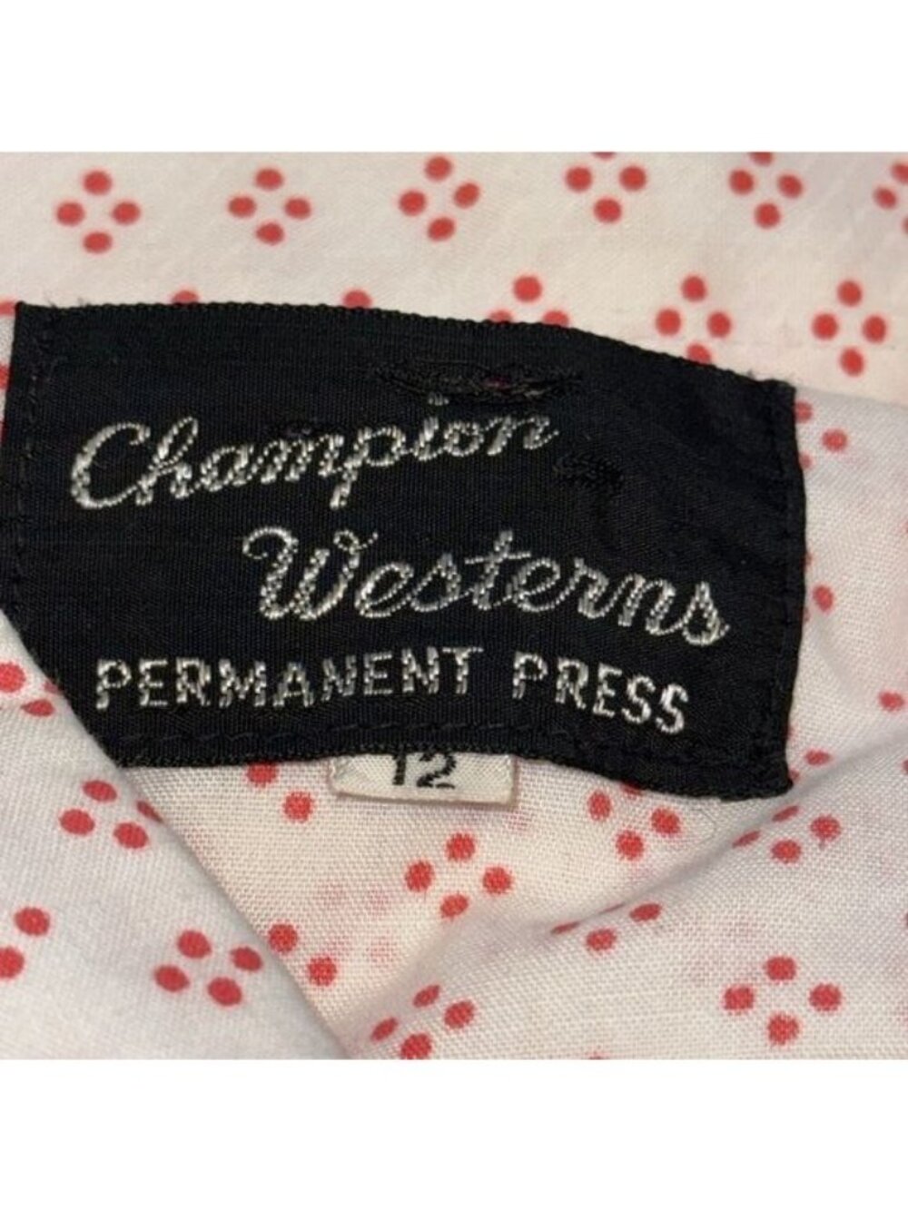 Champion Westerns Womens Long-Sleeve Button-Up Shirt Size 12 White With Red Dot - Picture 2 of 9